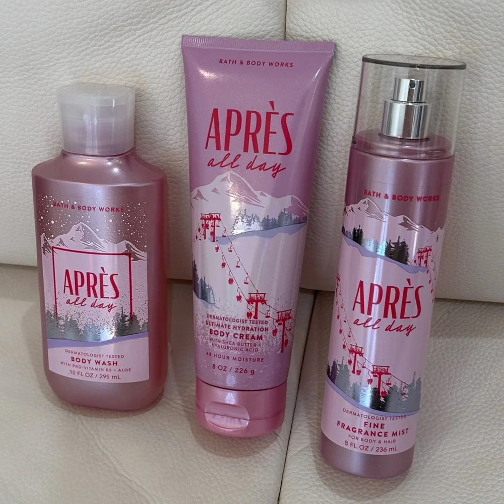Bath & Body Works Pink Après All Day Body Care Set 3 Piece Full Size